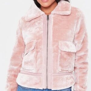 Pink furry short jacket size M